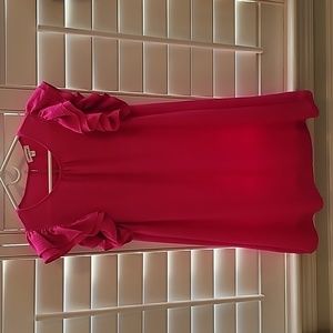 Fuschia Dress with Cap Ruffle Sleeves